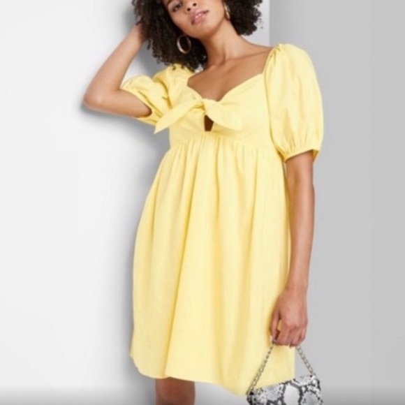wild fable Dresses & Skirts - Wild Fable Sunflower Yellow Puff Sleeve Dress